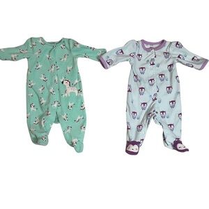 2 Carter’s Footie Pajama Bundle Newborn
